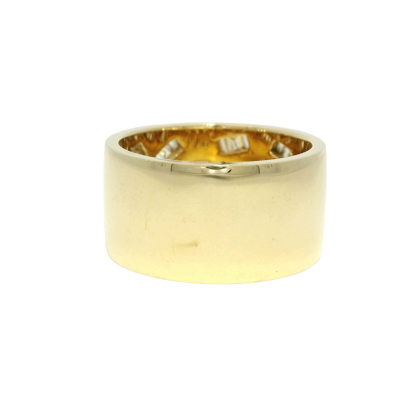 18k Yellow Gold Natural Baguette Diamond Floating Wide Band Ring
