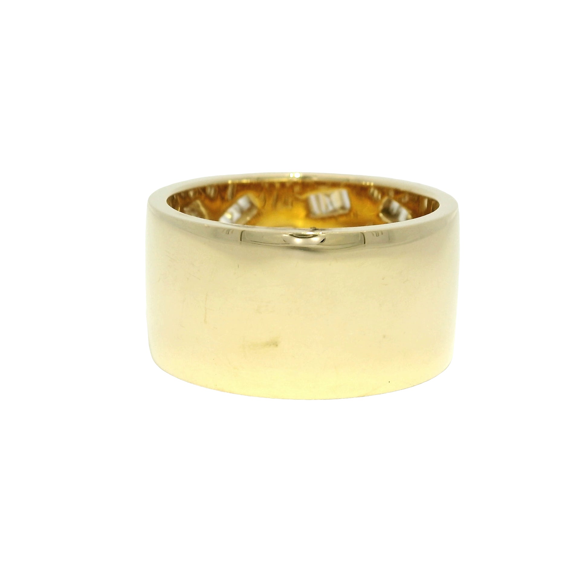 18k Yellow Gold Natural Baguette Diamond Floating Wide Band Ring