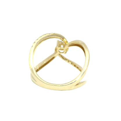 14k Yellow Gold Natural Round Brilliant Cut Diamond Open Swirl Ring
