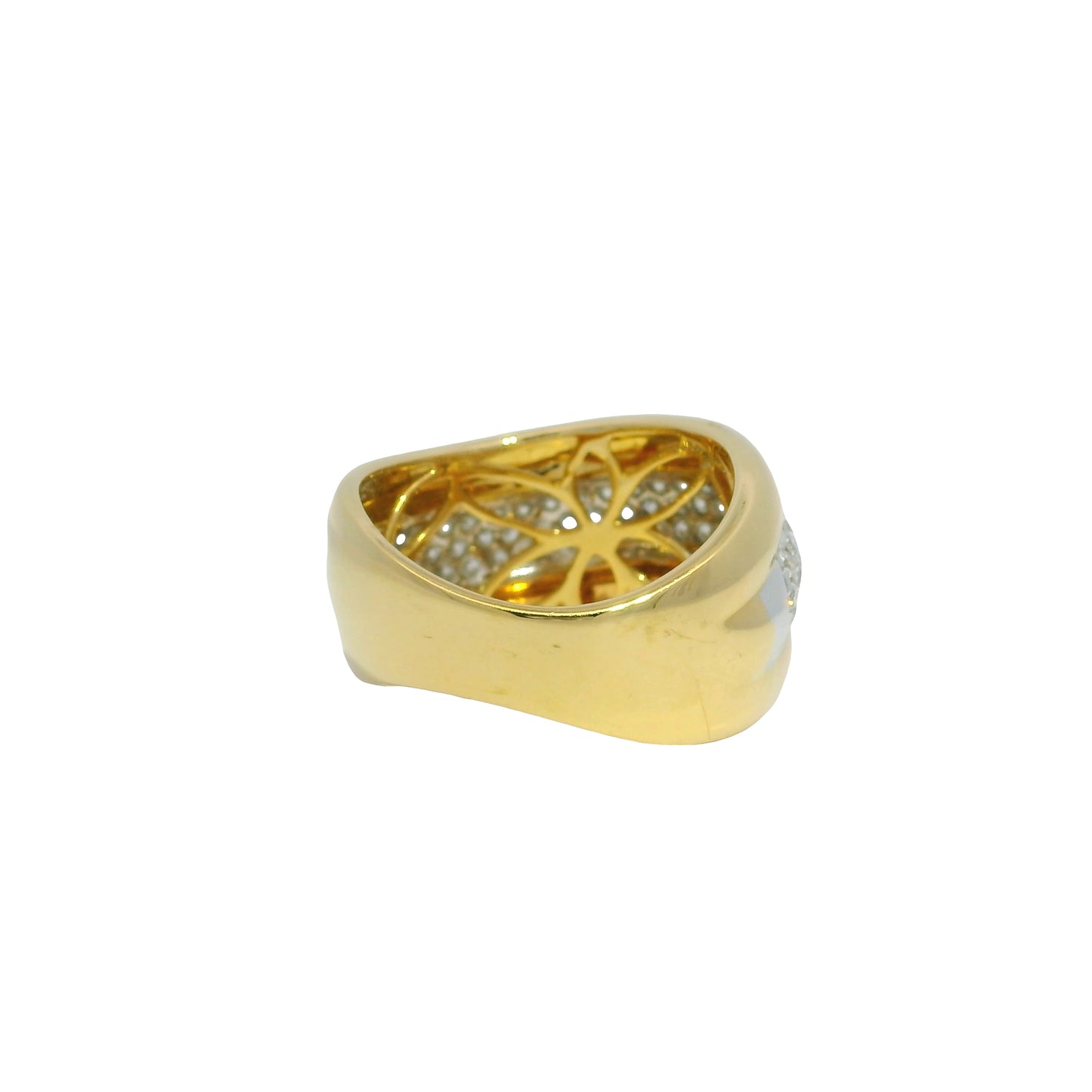 18k Tri-Color Gold Natural 0.97 Carat Diamond Pave Swirl Ring