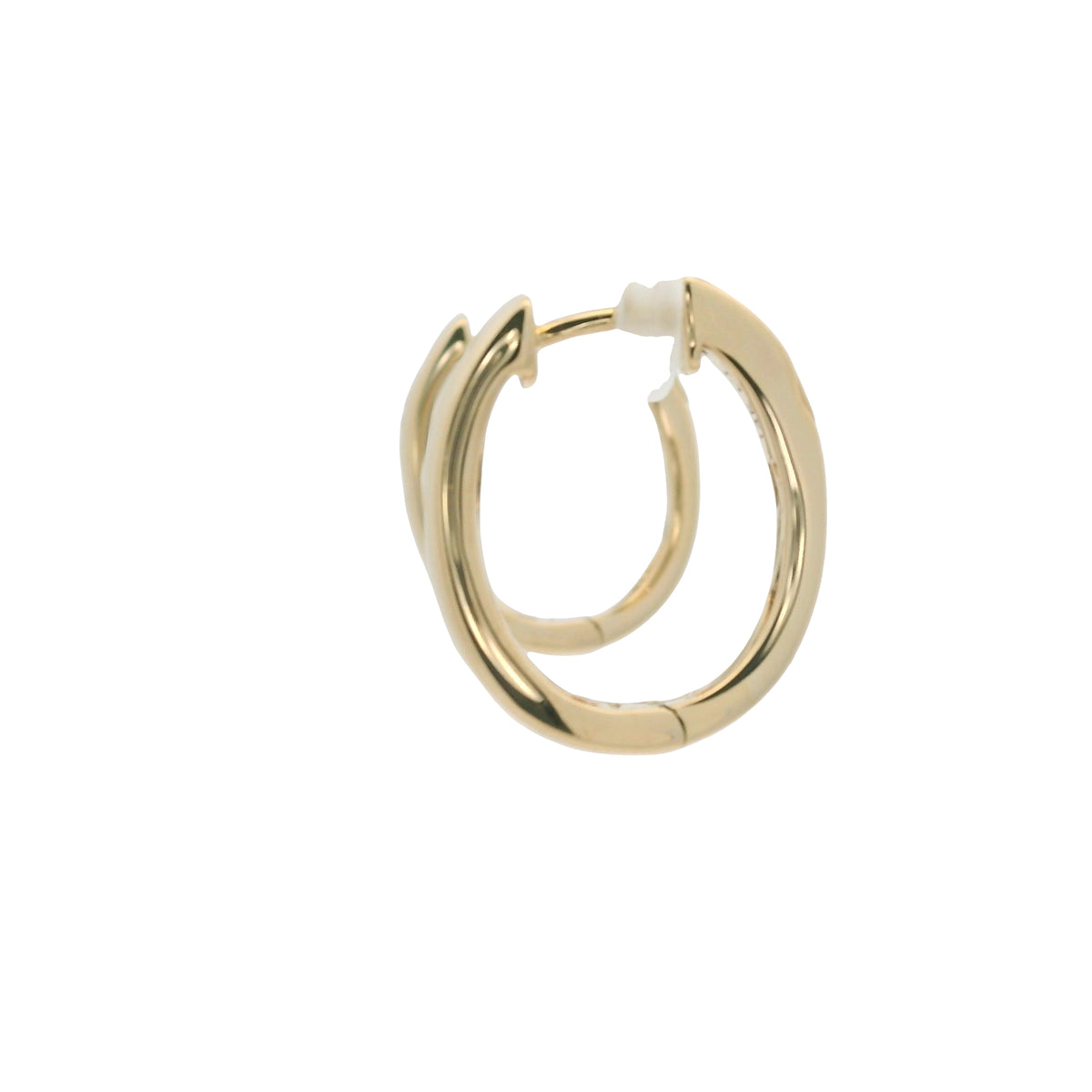 14K Yellow Gold Natural Round & Baguette Diamond Flush Set Huggie Earrings — product photo 5