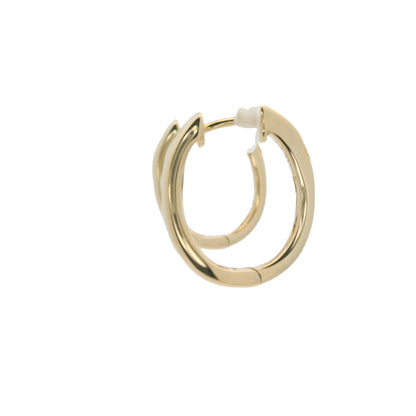 14K Yellow Gold Natural Round & Baguette Diamond Flush Set Huggie Earrings