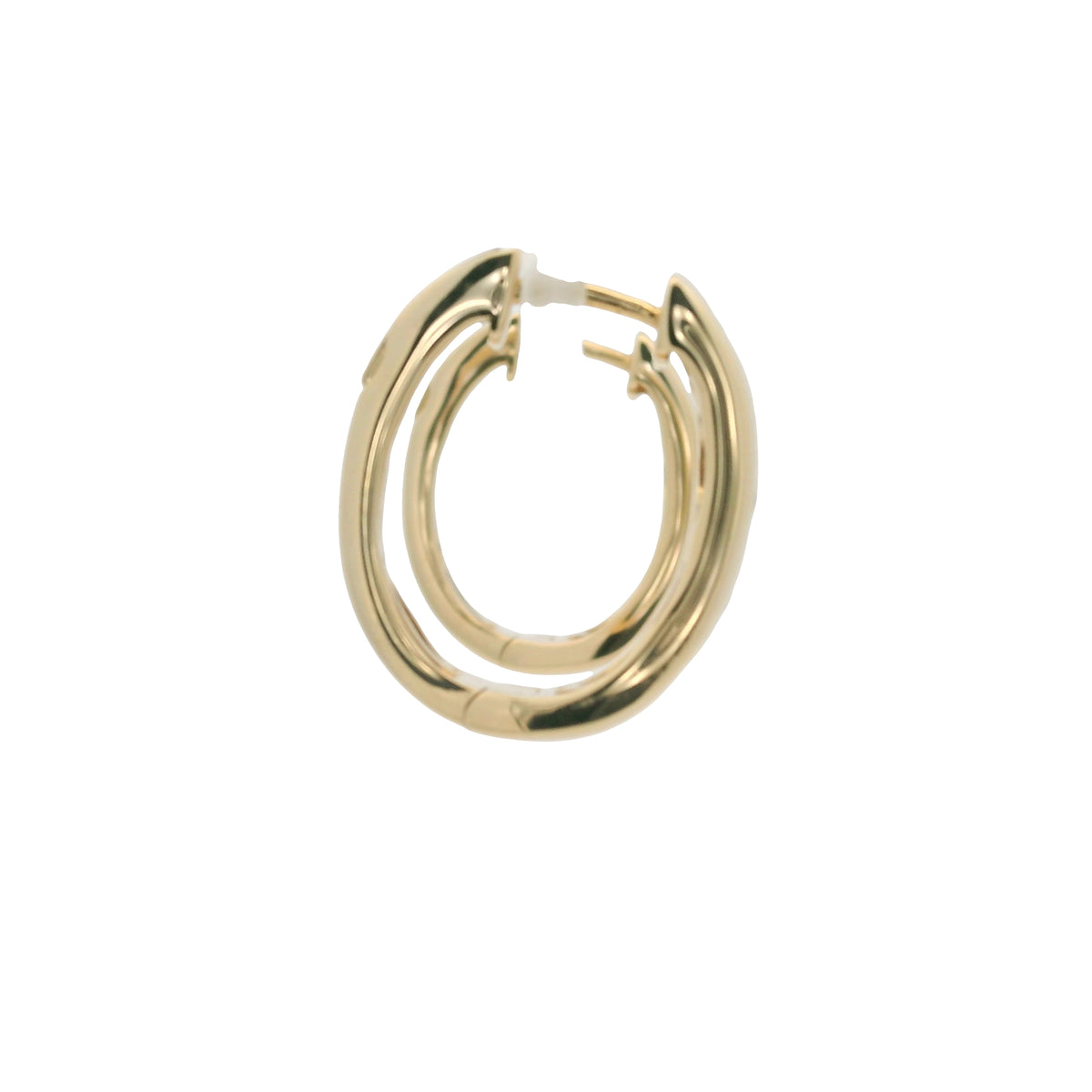14K Yellow Gold Natural Round & Baguette Diamond Flush Set Huggie Earrings — product photo 6