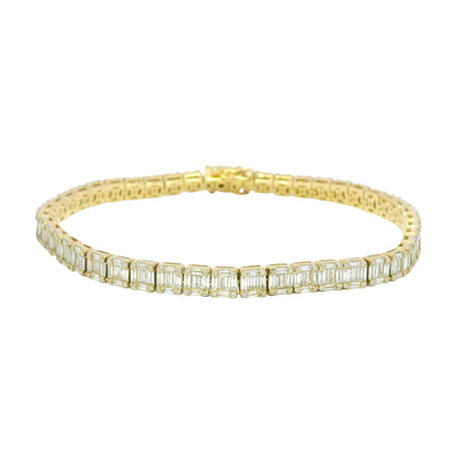 14k Yellow Gold Natural Diamond Mosaic Set Square Station Bracelet