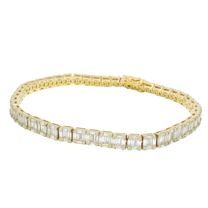 14k Yellow Gold Natural Diamond Mosaic Set Square Station Bracelet