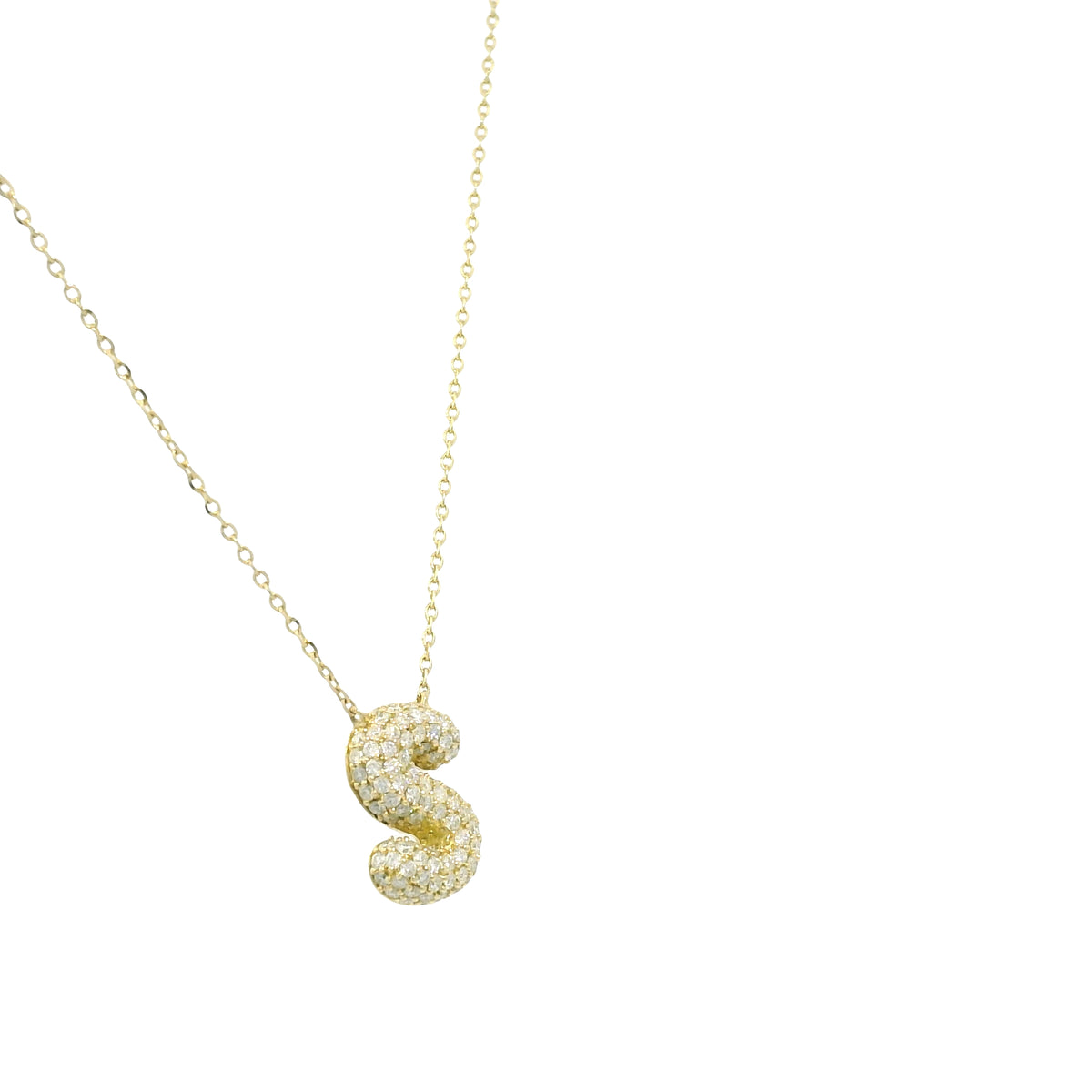 14k Yellow Gold Natural Diamond Pave "S" Initial Pendant Necklace — product photo 8