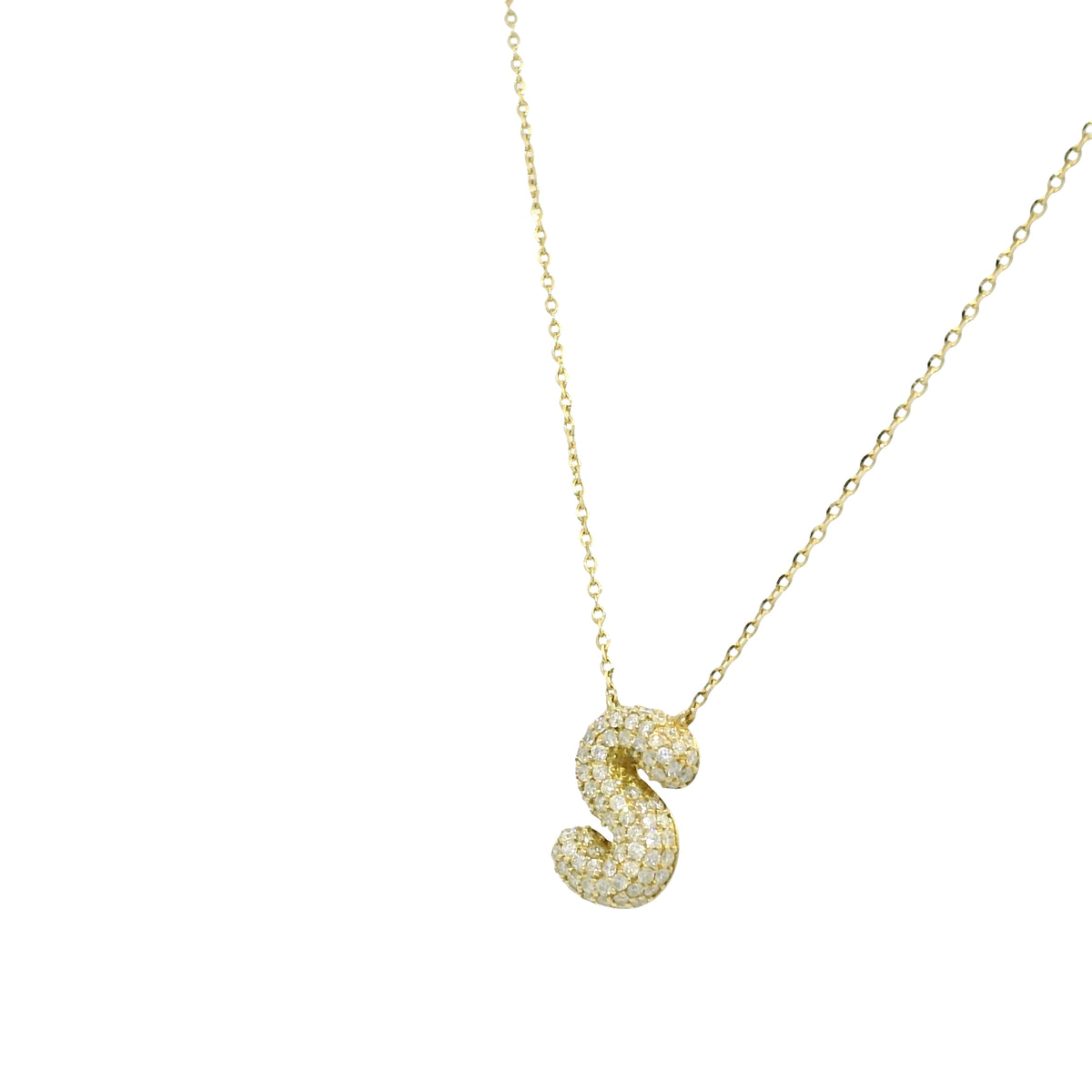 14k Yellow Gold Natural Diamond Pave "S" Initial Pendant Necklace — product photo 6