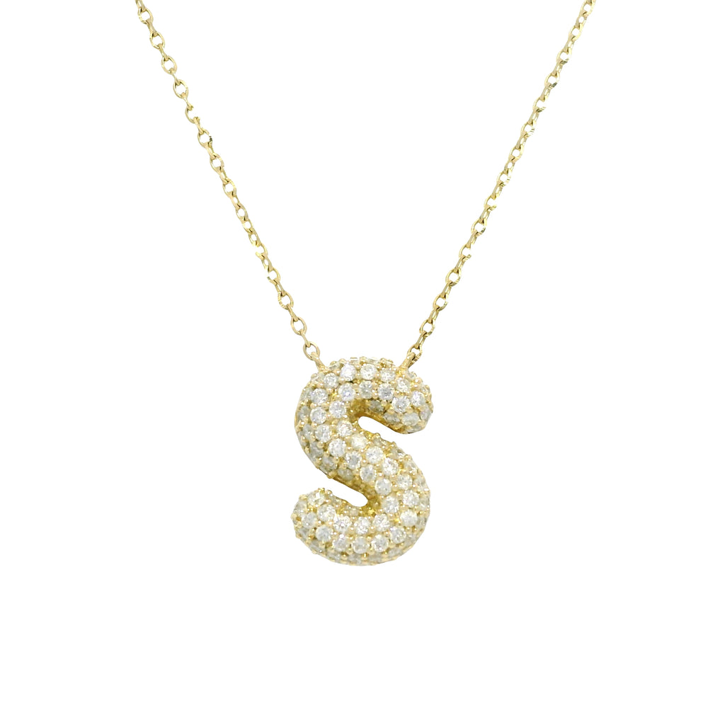 14k Yellow Gold Natural Diamond Pave "S" Initial Pendant Necklace — product photo 1