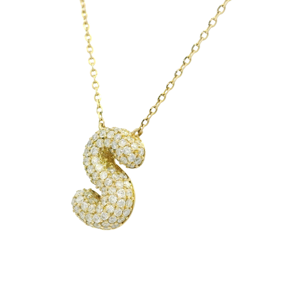 14k Yellow Gold Natural Diamond Pave "S" Initial Pendant Necklace — product photo 3