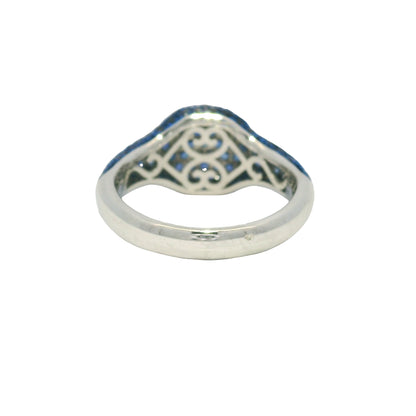 14k White Gold Natural Sapphire Pave Pinky Ring