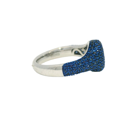 14k White Gold Natural Sapphire Pave Pinky Ring