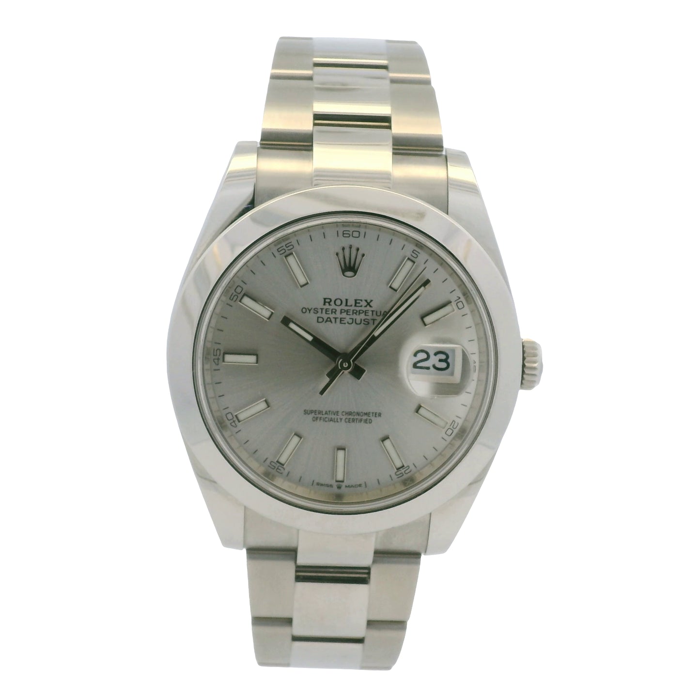 Rolex 126300 Datejust Stainless Steel Silver Stick Dial 41mm Watch
