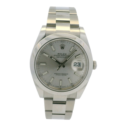 Rolex 126300 Datejust Stainless Steel Silver Stick Dial 41mm Watch
