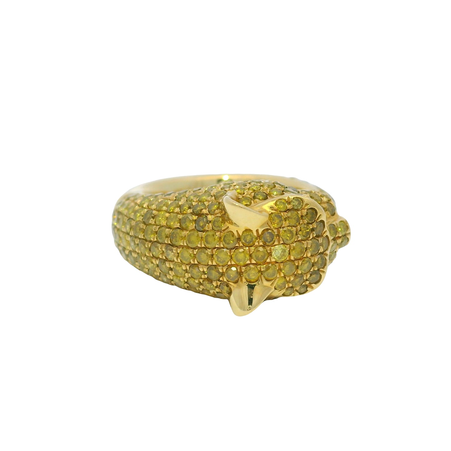 18K Yellow Gold Yellow Diamond And Emerald Eye Panther Style Wrap Ring