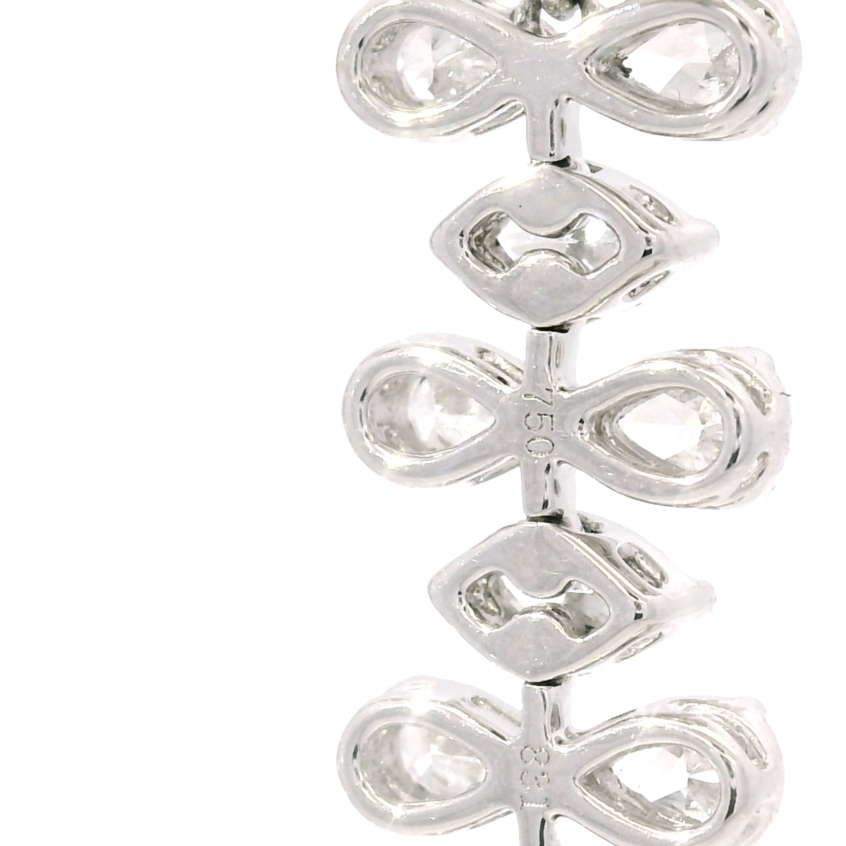 18K White Gold Natural 3.34 Carat Pear & Marquise Diamond Long Drop Earrings