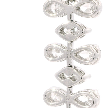 18K White Gold Natural 3.34 Carat Pear & Marquise Diamond Long Drop Earrings