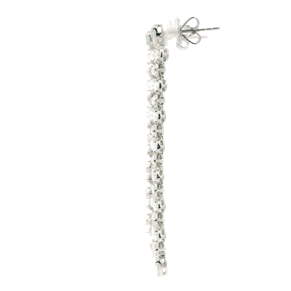 18K White Gold Natural 3.34 Carat Pear & Marquise Diamond Long Drop Earrings