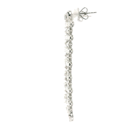 18K White Gold Natural 3.34 Carat Pear & Marquise Diamond Long Drop Earrings