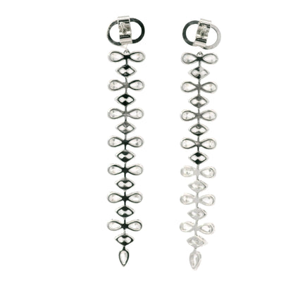 18K White Gold Natural 3.34 Carat Pear & Marquise Diamond Long Drop Earrings