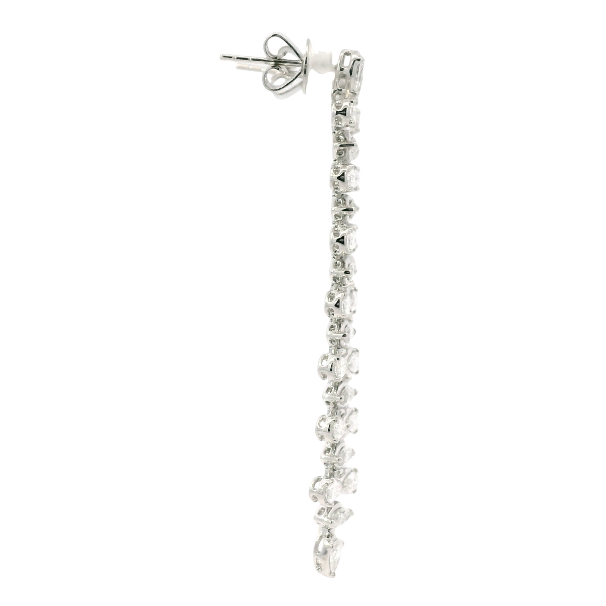 18K White Gold Natural 3.34 Carat Pear & Marquise Diamond Long Drop Earrings