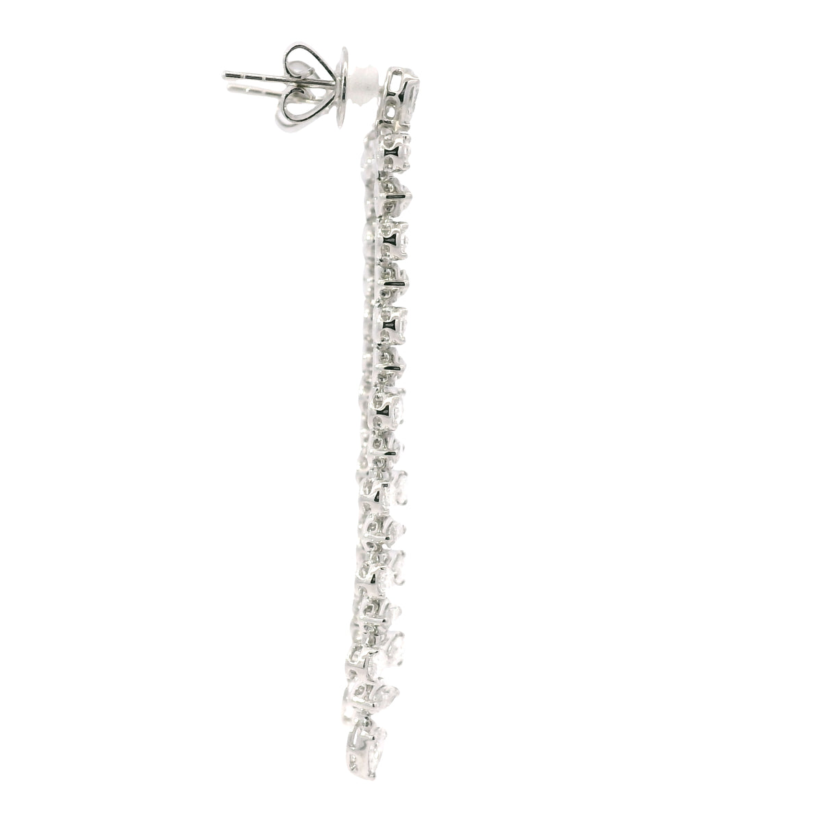 18K White Gold Natural 3.34 Carat Pear & Marquise Diamond Long Drop Earrings