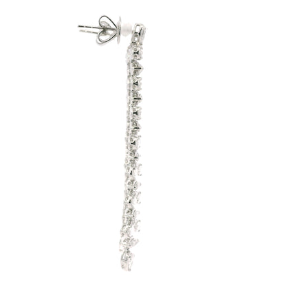 18K White Gold Natural 3.34 Carat Pear & Marquise Diamond Long Drop Earrings