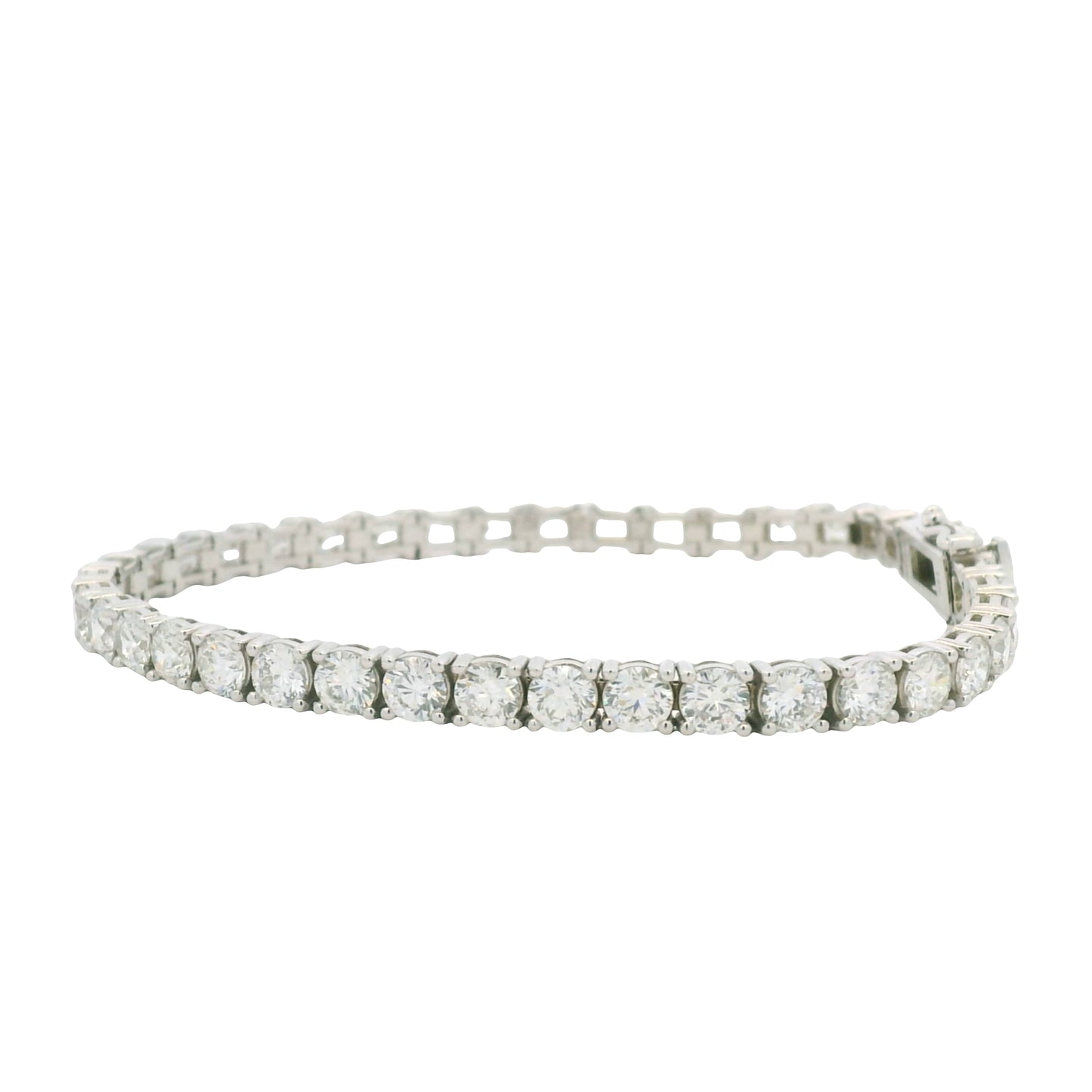 14K White Gold Natural Round Brilliant & Emerald Cut Diamond Halfway Tennis Bracelet