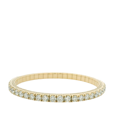 14K Yellow Gold Natural Round Brilliant Cut Diamond Flexible Bangle Bracelet