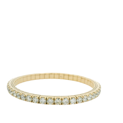 14K Yellow Gold Natural Round Brilliant Cut Diamond Flexible Bangle Bracelet