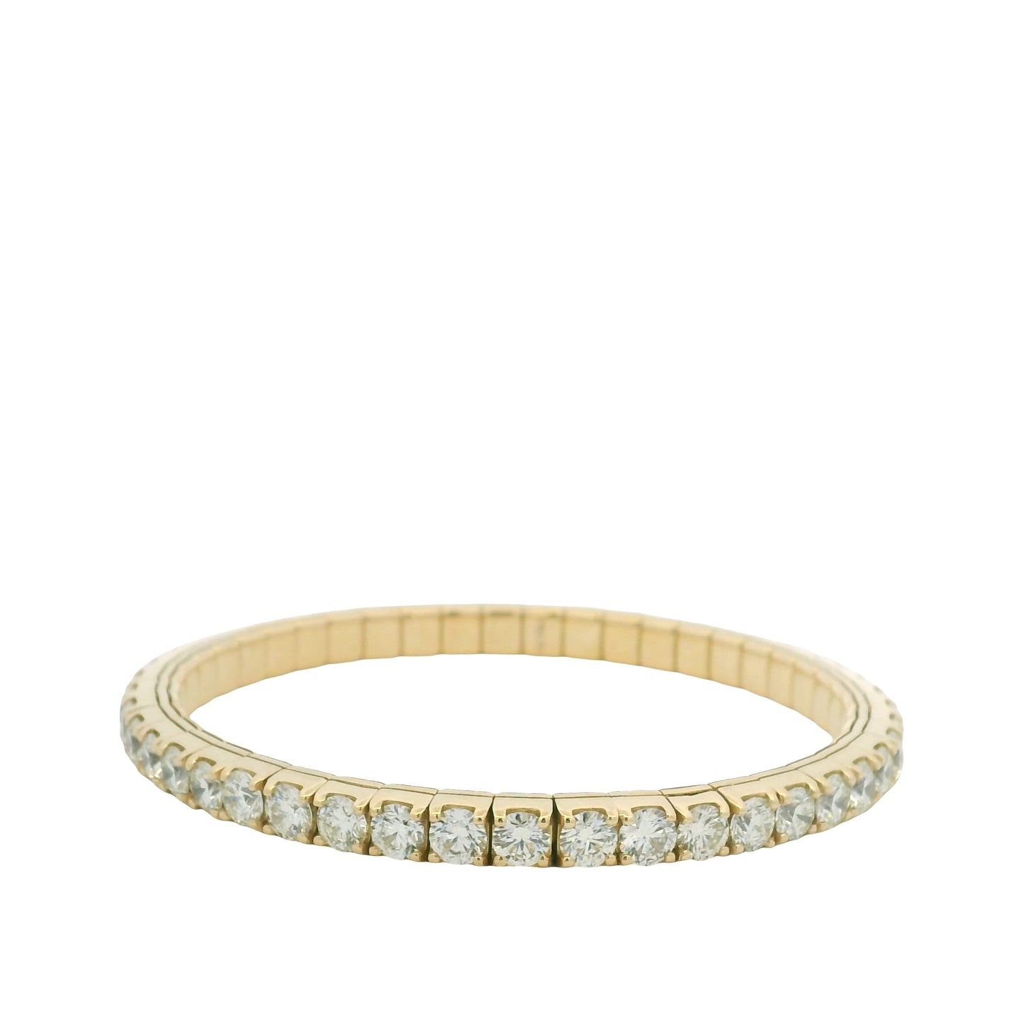 14K Yellow Gold Natural Round Brilliant Cut Diamond Flexible Bangle Bracelet
