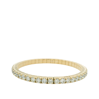 14K Yellow Gold Natural Round Brilliant Cut Diamond Flexible Bangle Bracelet