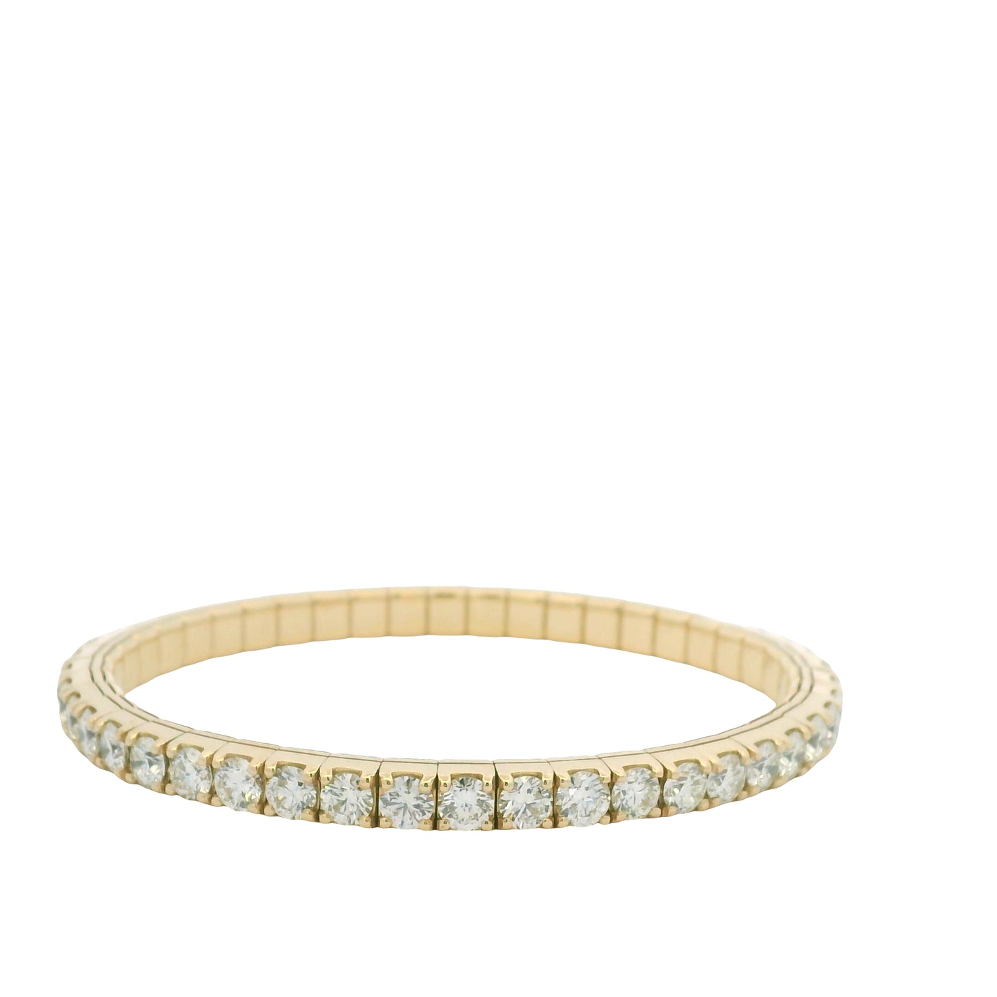 14K Yellow Gold Natural Round Brilliant Cut Diamond Flexible Bangle Bracelet