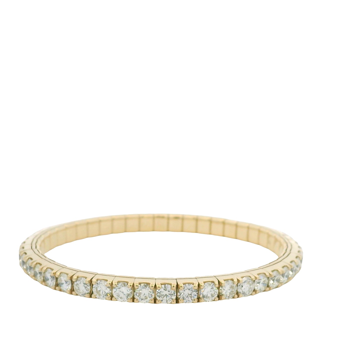 14K Yellow Gold Natural Round Brilliant Cut Diamond Flexible Bangle Bracelet