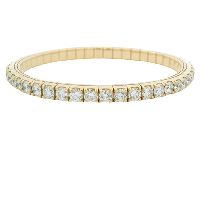14K Yellow Gold Natural Round Brilliant Cut Diamond Flexible Bangle Bracelet