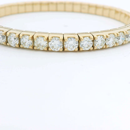 14K Yellow Gold Natural Round Brilliant Cut Diamond Flexible Bangle Bracelet
