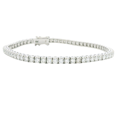 14K White Gold Natural Round Brilliant Cut Diamond Tennis Bracelet