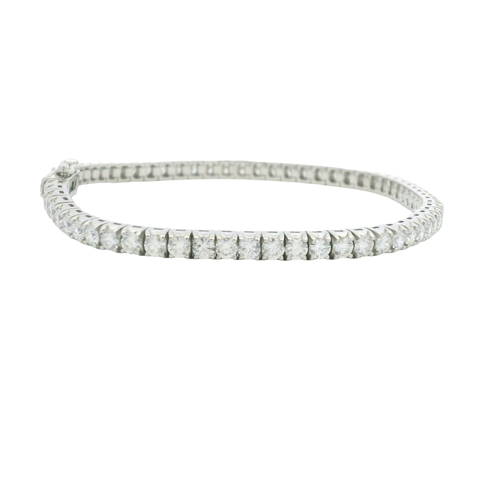 14K White Gold Natural Round Brilliant Cut Diamond Tennis Bracelet