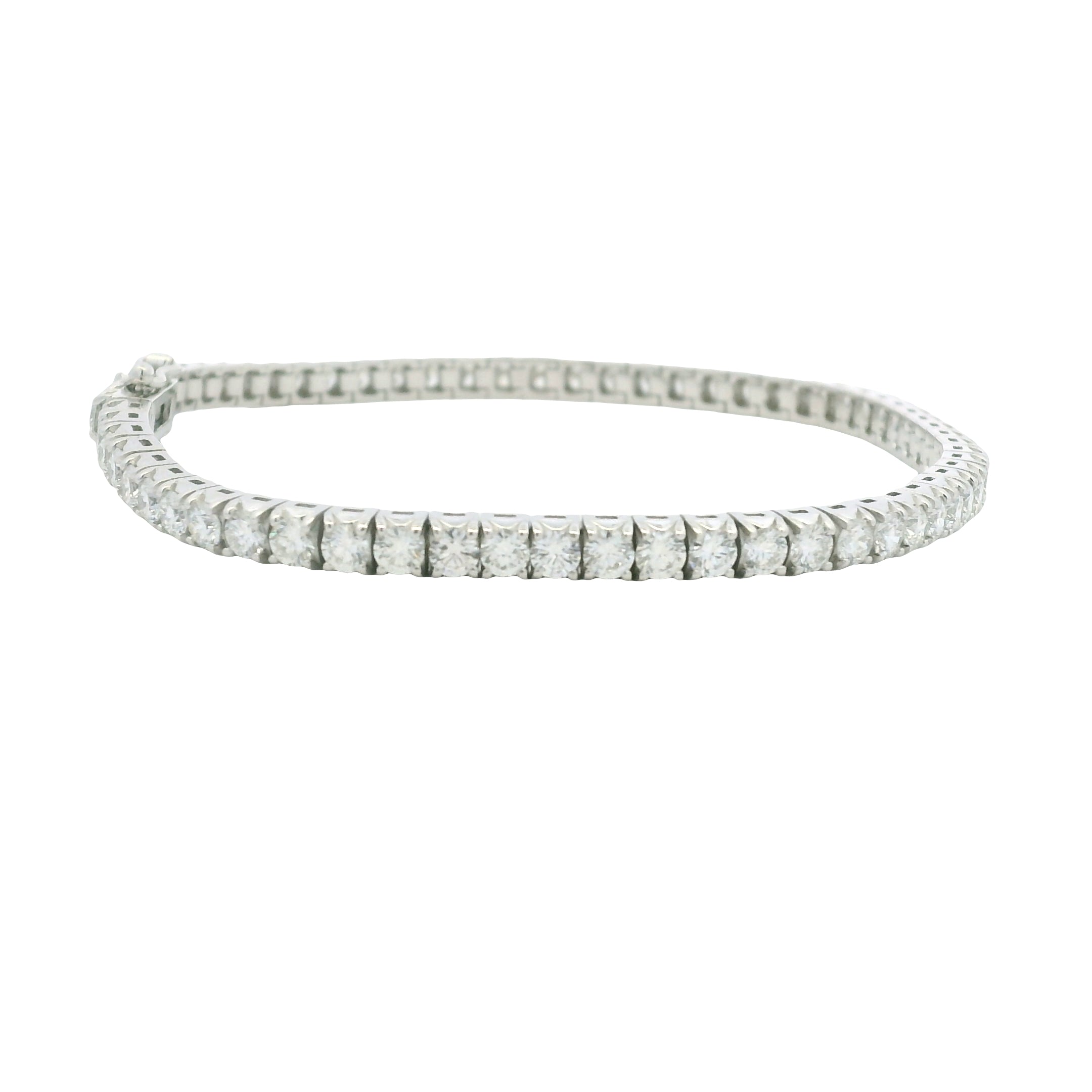 14K White Gold Natural Round Brilliant Cut Diamond Tennis Bracelet