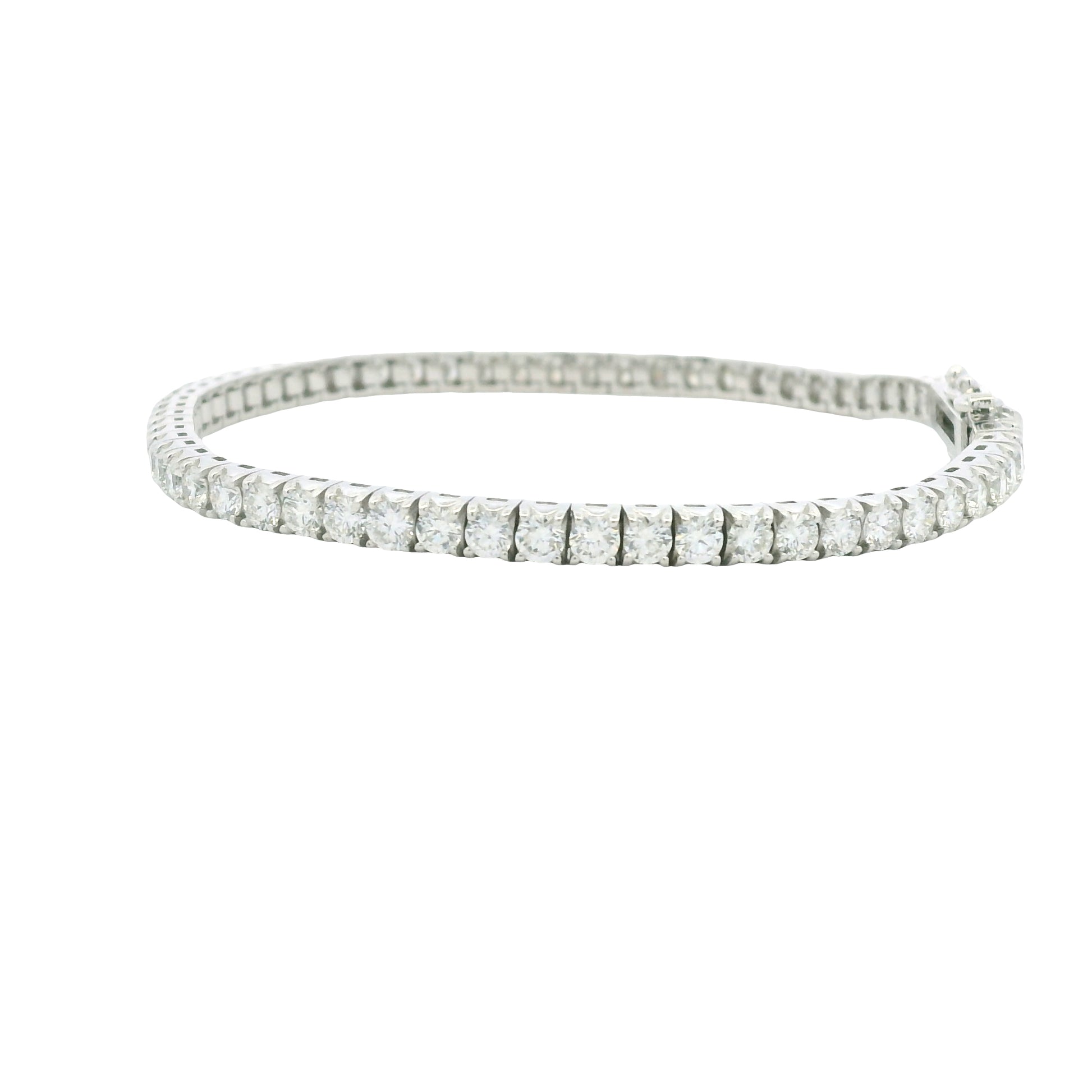 14K White Gold Natural Round Brilliant Cut Diamond Tennis Bracelet