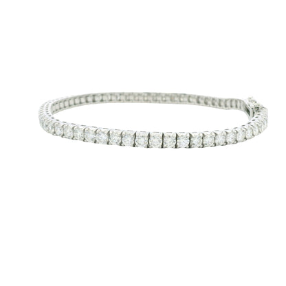 14K White Gold Natural Round Brilliant Cut Diamond Tennis Bracelet
