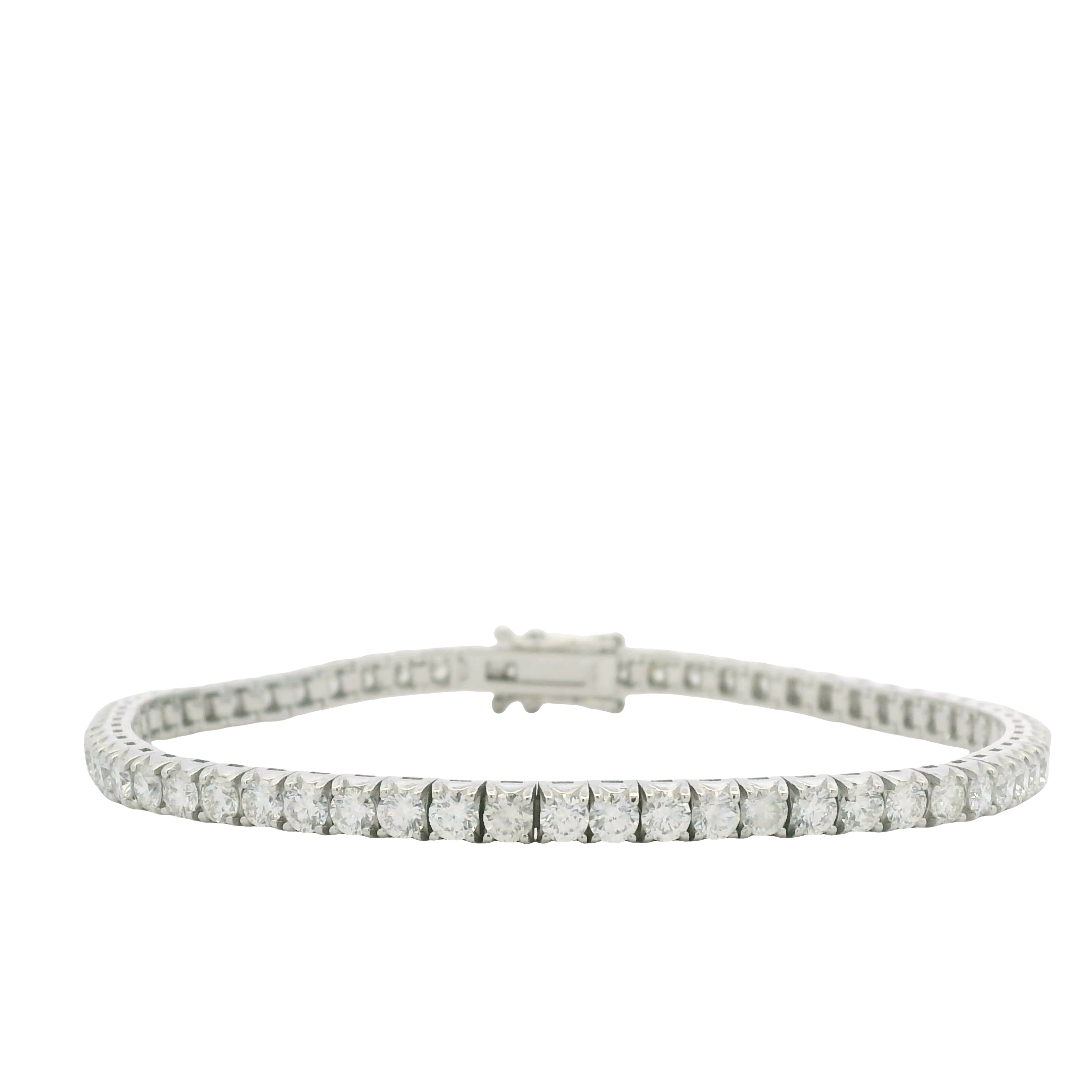 14K White Gold Natural Round Brilliant Cut Diamond Tennis Bracelet
