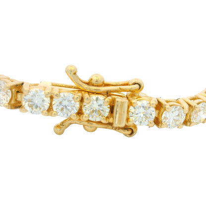 14K Yellow Gold Natural Round Brilliant Cut Diamond Tennis Bracelet