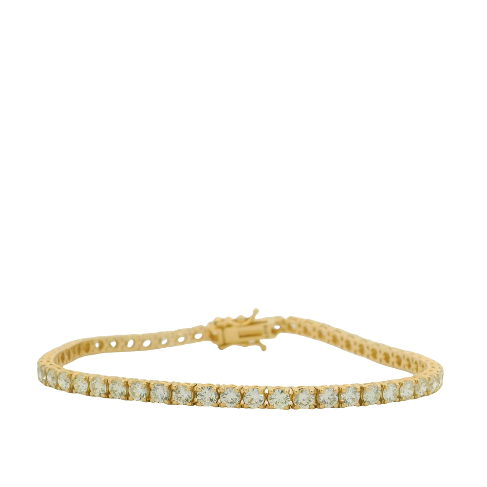 14K Yellow Gold Natural Round Brilliant Cut Diamond Tennis Bracelet