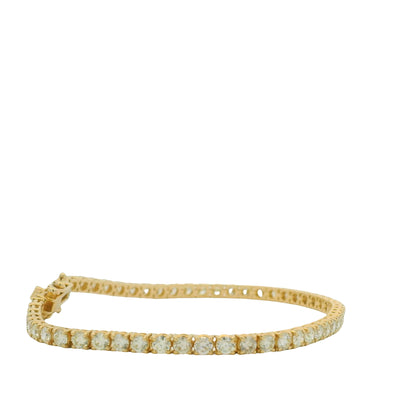 14K Yellow Gold Natural Round Brilliant Cut Diamond Tennis Bracelet