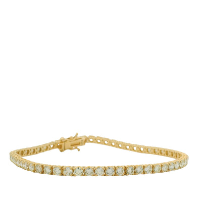 14K Yellow Gold Natural Round Brilliant Cut Diamond Tennis Bracelet