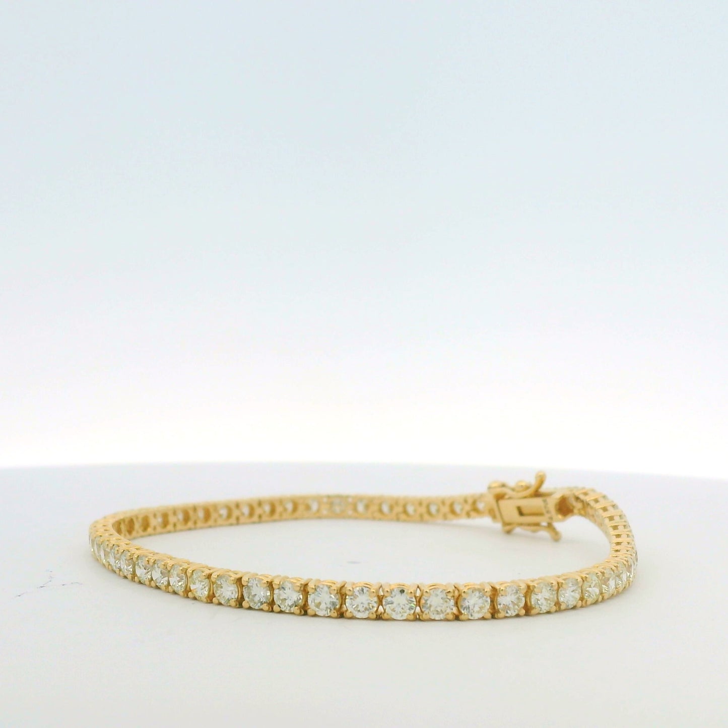 14K Yellow Gold Natural Round Brilliant Cut Diamond Tennis Bracelet