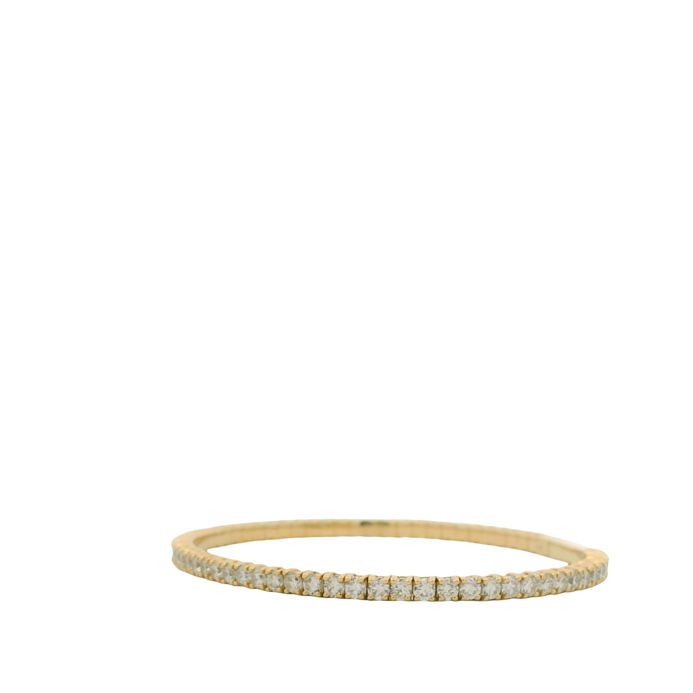 14K Yellow Gold Natural Round Brilliant Cut Diamond Bangle Bracelet
