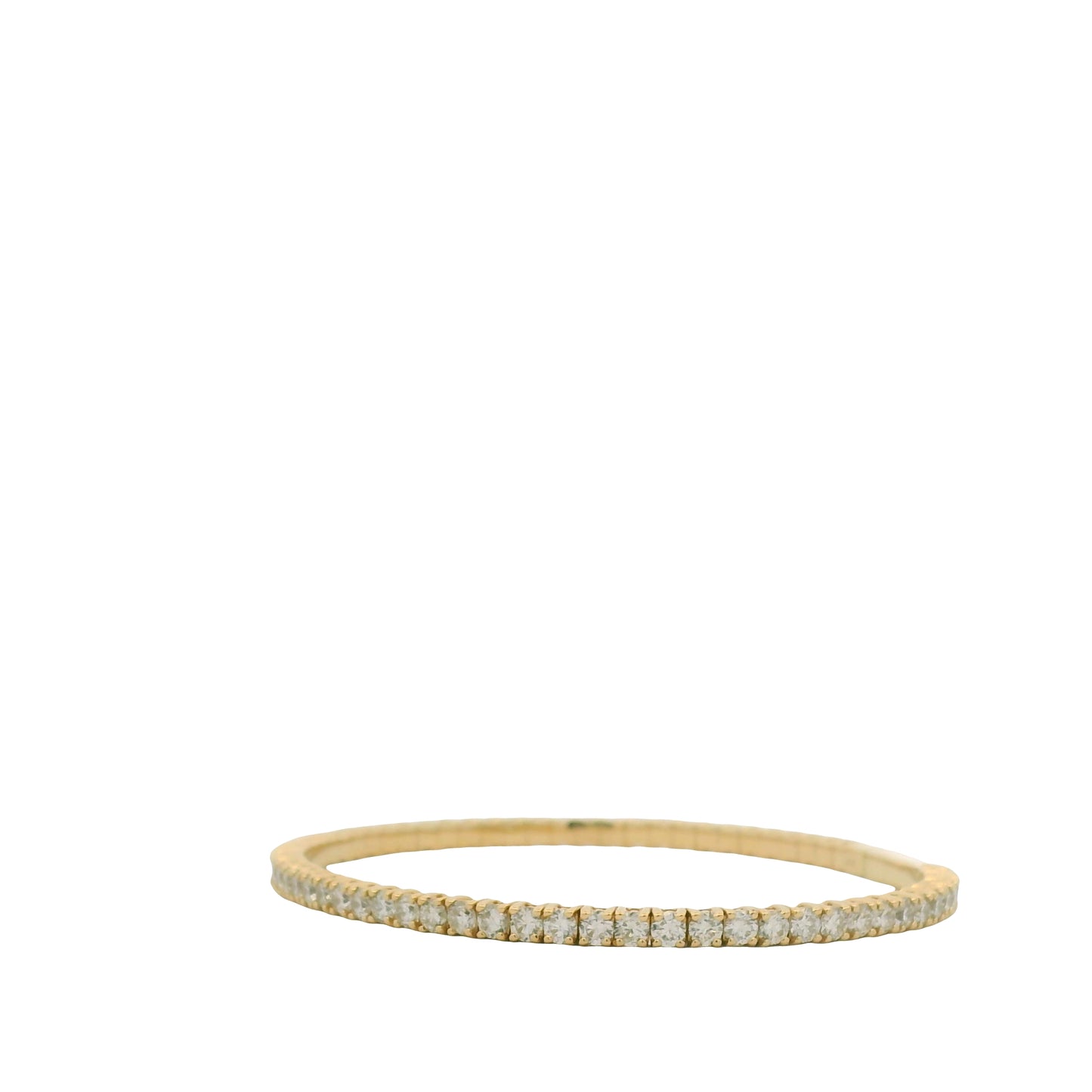 14K Yellow Gold Natural Round Brilliant Cut Diamond Bangle Bracelet