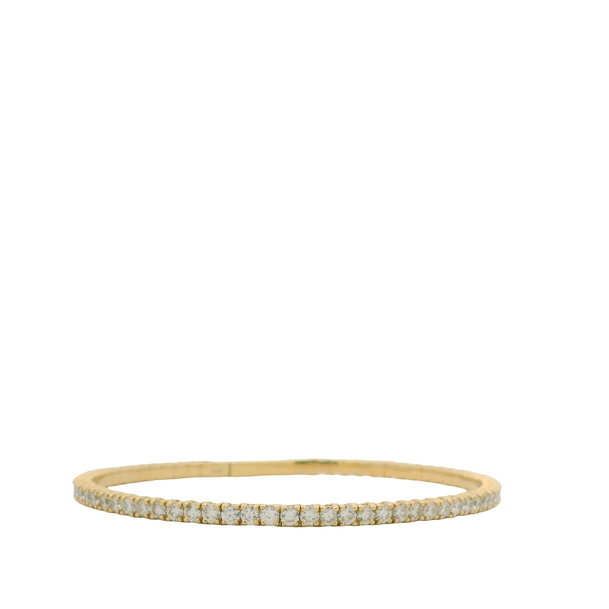 14K Yellow Gold Natural Round Brilliant Cut Diamond Bangle Bracelet