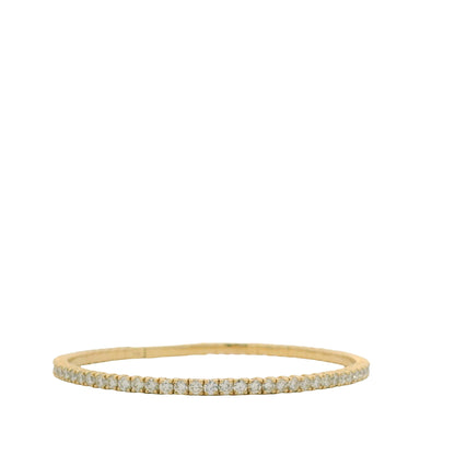 14K Yellow Gold Natural Round Brilliant Cut Diamond Bangle Bracelet